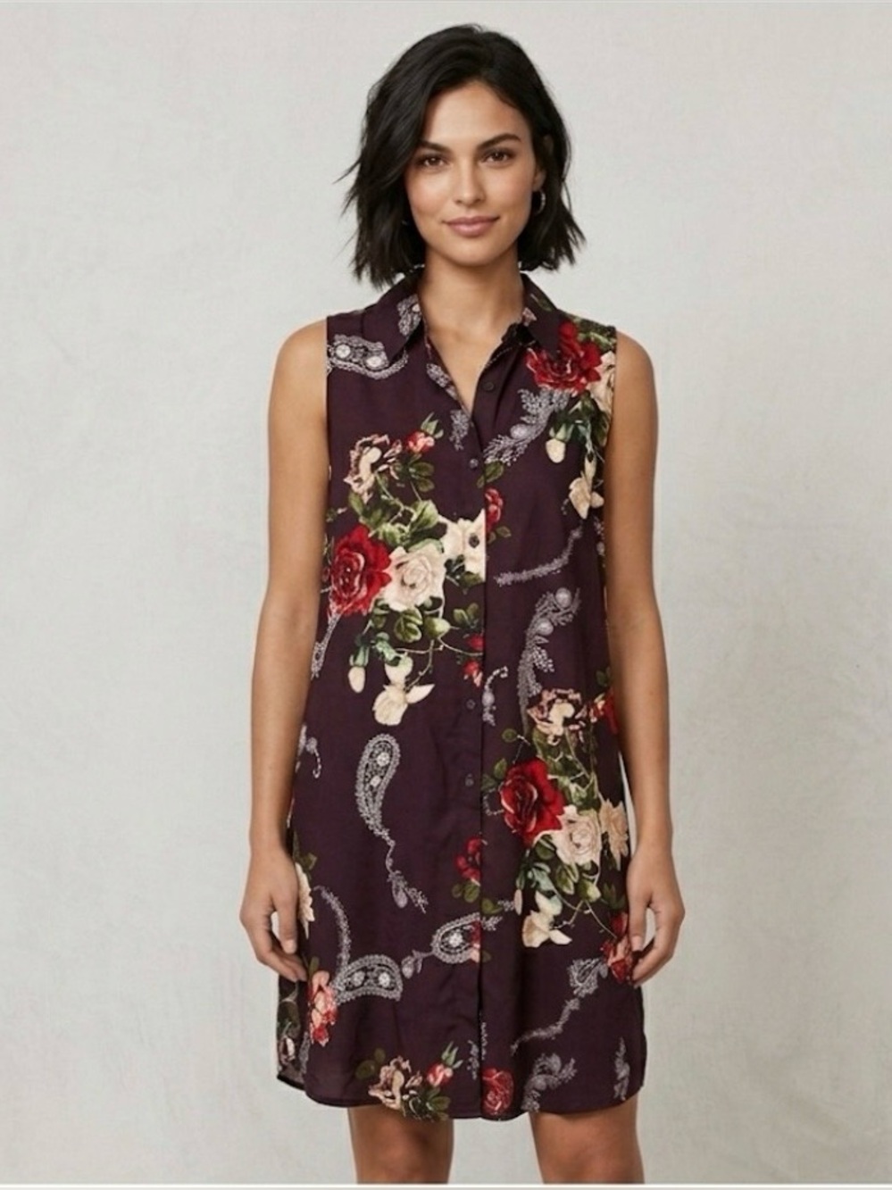 Mlle Gabrielle Burgundy Floral Dress